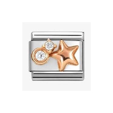 Classic Rose Gold PVD Star & Double CZ Charm