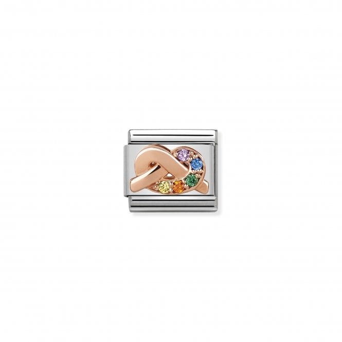 NOMINATION ITALY Classic Rose Gold & Rainbow CZ Friendship Knot Charm