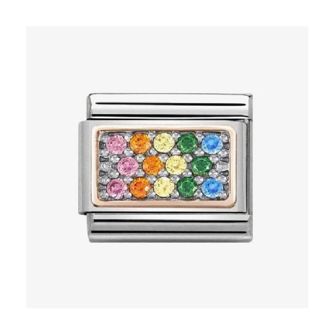 NOMINATION ITALY Classic Rose Gold Rainbow CZ Plate Charm