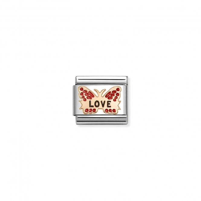 NOMINATION ITALY Classic Rose Gold Red Butterfly LOVE Charm