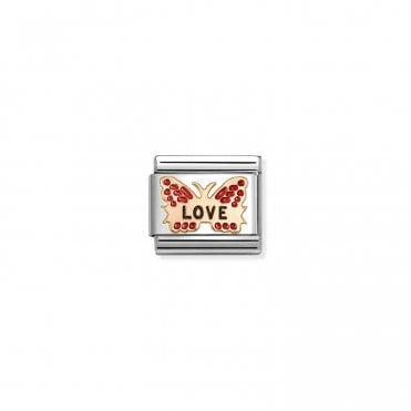 Classic Rose Gold Red Butterfly LOVE Charm