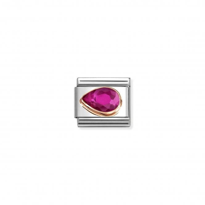 NOMINATION ITALY Classic Rose Gold Red CZ Left Drop Stone Charm