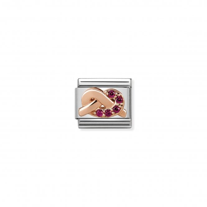 NOMINATION ITALY Classic Rose Gold & Red CZ Love Knot Charm