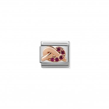 Classic Rose Gold & Red CZ Love Knot Charm
