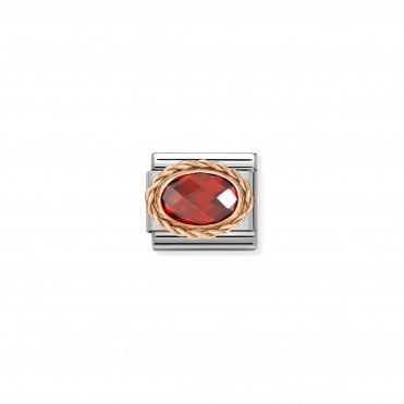 Classic Rose Gold Red Faceted CZ Charm