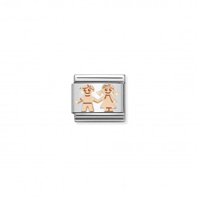 NOMINATION ITALY Classic Rose Gold Siblings Holding Hands Charm