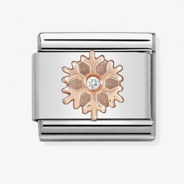 Classic Rose Gold Snowflake with CZ Charm