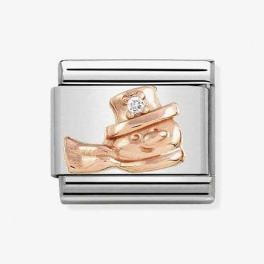 Classic Rose Gold Snowman with CZ Charm