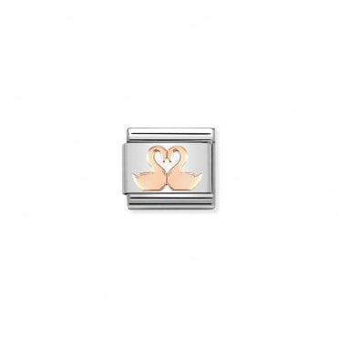 Classic Rose Gold Swans Charm