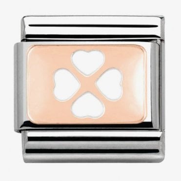 Classic Rose Gold White Clover Charm