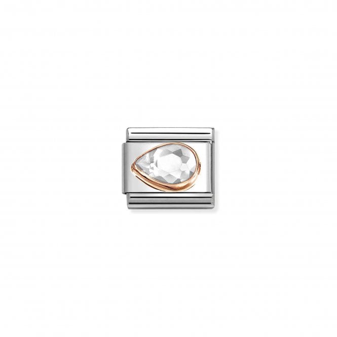 NOMINATION ITALY Classic Rose Gold White CZ Left Drop Stone Charm