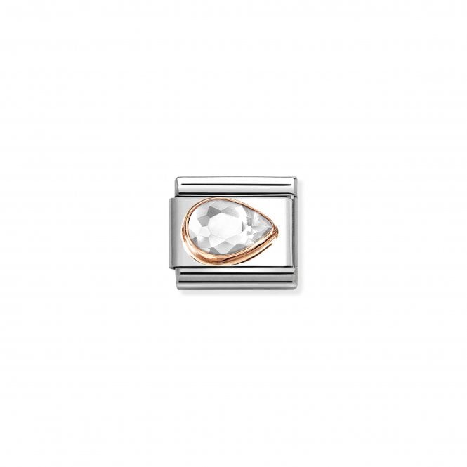 NOMINATION ITALY Classic Rose Gold White CZ Right Drop Stone Charm