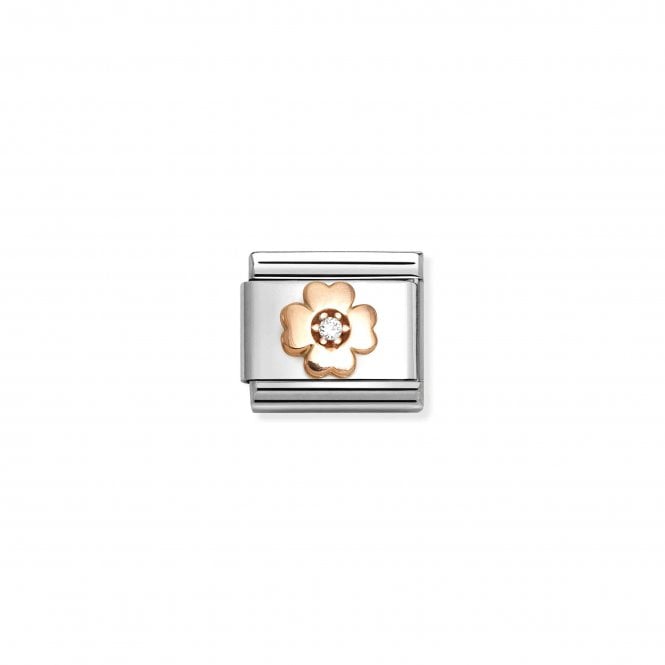 NOMINATION ITALY Classic Rose Gold White Four Leaf Clover Charm