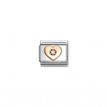 Classic Rose Gold White Heart Charm