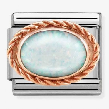 Classic Rose Gold White Opal Charm