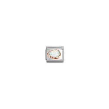 Classic Rose Gold White Opal Drop Left Charm