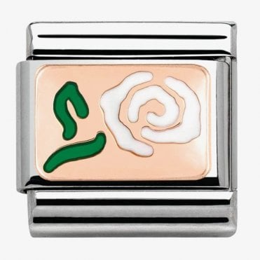 Classic Rose Gold White Rose Charm