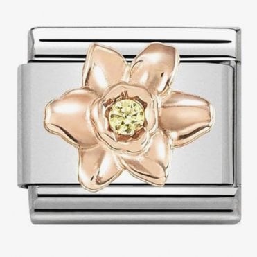 Classic Rose Gold Yellow CZ Daffodil Charm