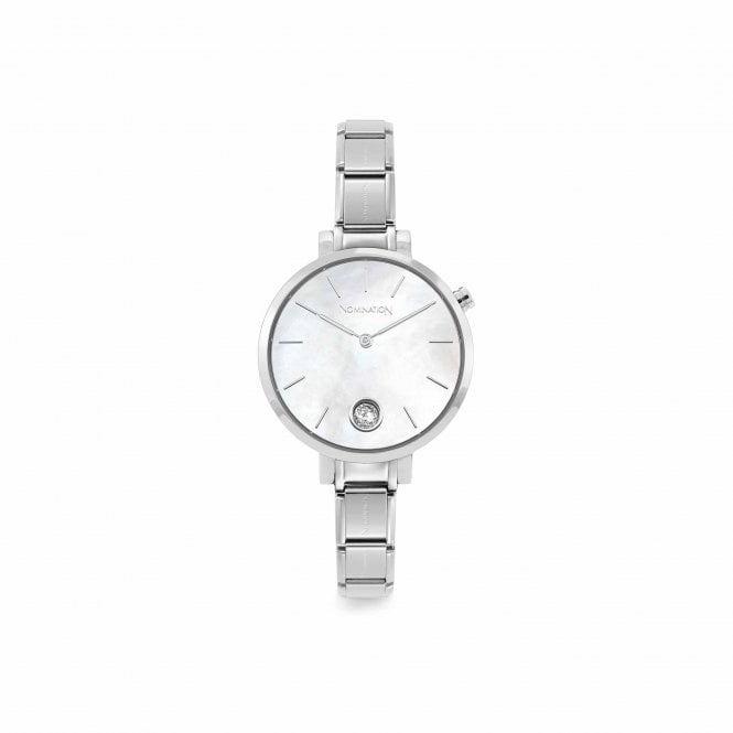 NOMINATION ITALY Classic Round Composable Time White Mother of Pearl & CZ Watch