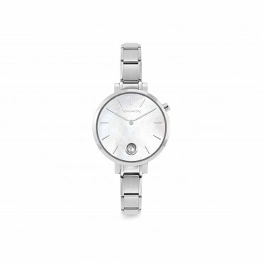 Classic Round Composable Time White Mother of Pearl & CZ Watch