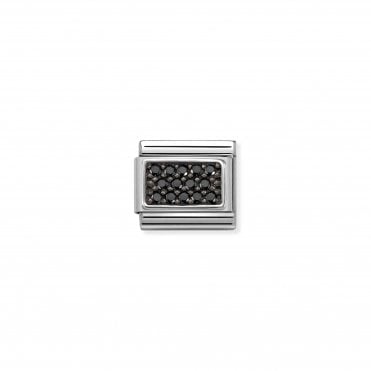 Classic Silver and Black CZ Charm