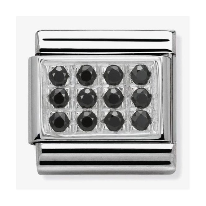 NOMINATION ITALY Classic Silver and Black CZ Plate Charm