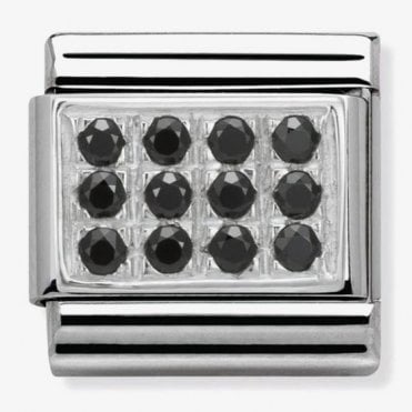Classic Silver and Black CZ Plate Charm