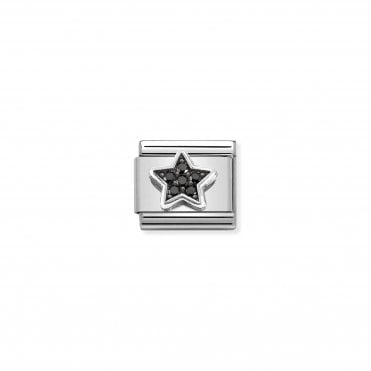 Classic Silver and Black CZ Star Charm
