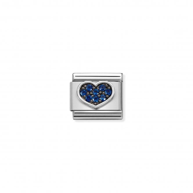 NOMINATION ITALY Classic Silver and Blue CZ Heart Charm