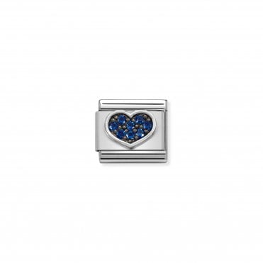 Classic Silver and Blue CZ Heart Charm