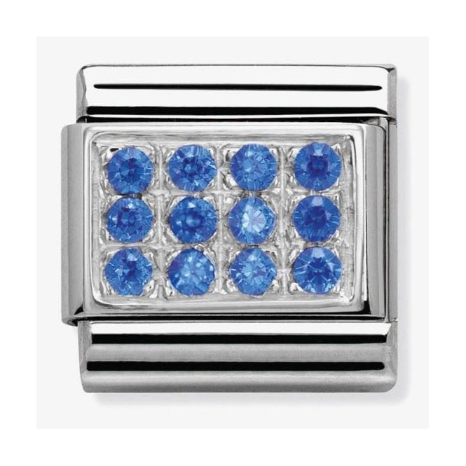NOMINATION ITALY Classic Silver and Blue CZ Plate Charm
