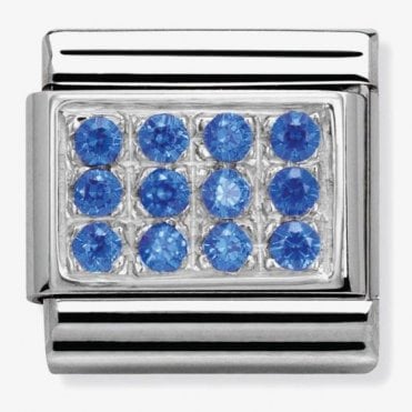 Classic Silver and Blue CZ Plate Charm