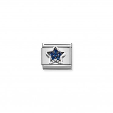 Classic Silver and Blue CZ Star Charm