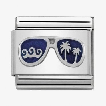 Classic Silver and Blue Enamel Miami Sunglasses Charm