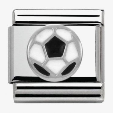 Classic Silver and Enamel Football Charm