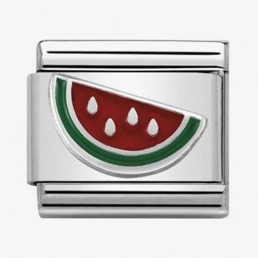 Classic Silver and Enamel Watermelon Charm