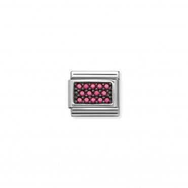 Classic Silver and Fuchsia CZ Charm