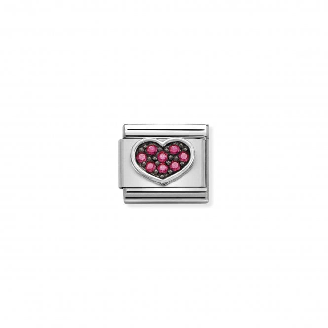 NOMINATION ITALY Classic Silver and Fuchsia CZ Heart Charm