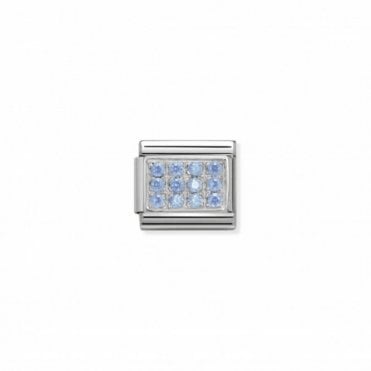 Classic Silver and Light Blue CZ Charm