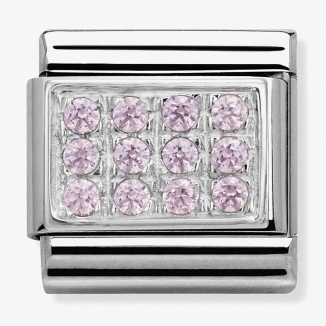 NOMINATION ITALY Classic Silver and Pink CZ Plate Charm
