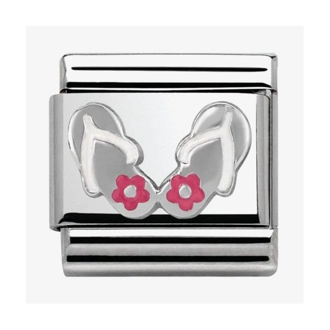 NOMINATION ITALY Classic Silver and Pink Enamel Flip-Flops Charm