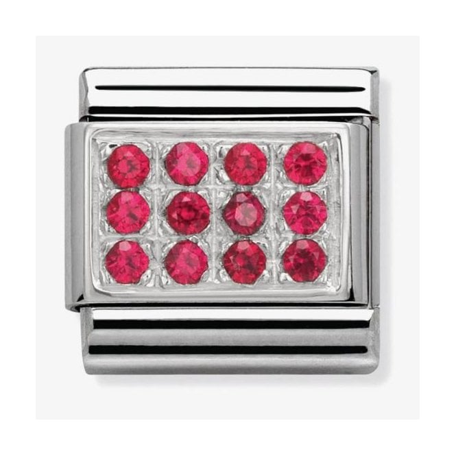 NOMINATION ITALY Classic Silver and Red CZ Plate Charm