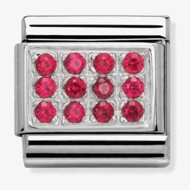Classic Silver and Red CZ Plate Charm
