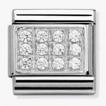 Classic Silver and White CZ Plate Charm