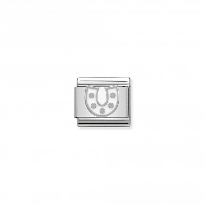 NOMINATION ITALY Classic Silver and White Enamel Horseshoe Charm