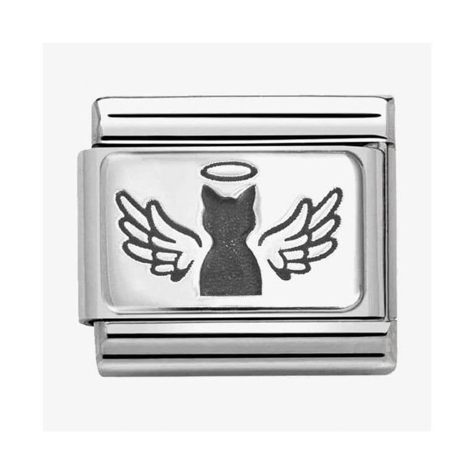 NOMINATION ITALY Classic Silver Angel Cat Plate Charm