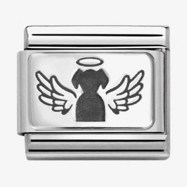 Classic Silver Angel Dog Plate Charm