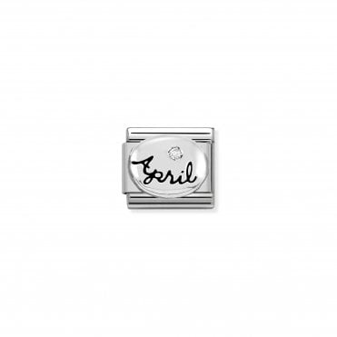 Classic Silver April Diamond Charm
