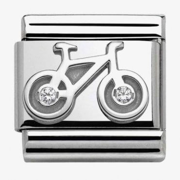 Classic Silver Bicycle with CZ Charm