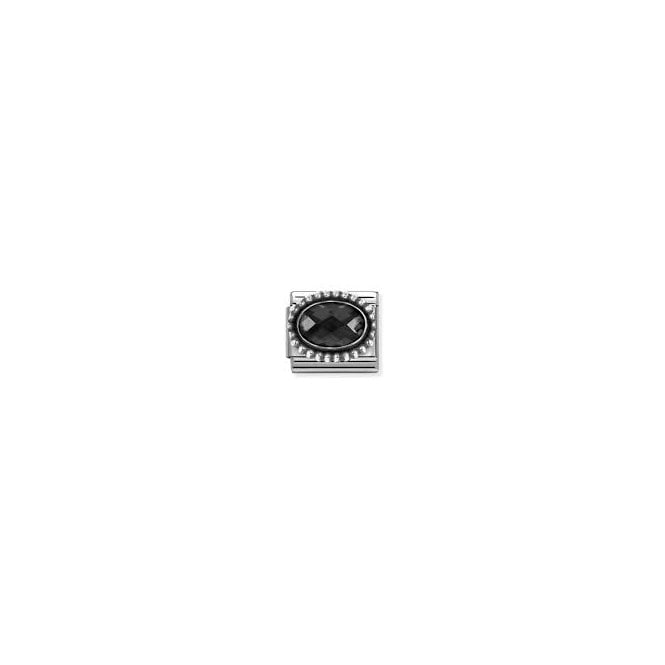 NOMINATION ITALY Classic Silver Black CZ Beaded Setting Charm